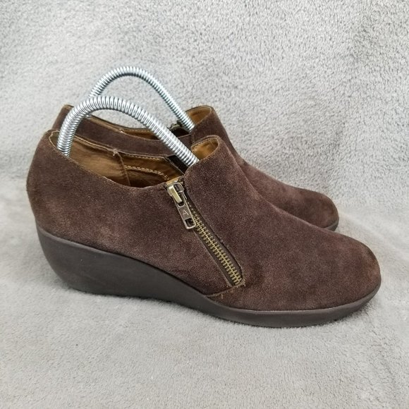 Aerosoles Shoes Womens Size 8 Brown Suede Side Zip Wedge - Picture 5 of 12